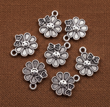 20 Pcs 12x15mm German Silver Daisy Bow Charms
