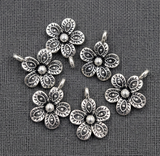 20 Pcs 14x17mm German Silver Flower Charms