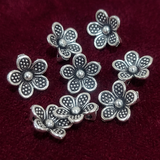 20 Pcs 12mm German Silver Dotted Flower Charms