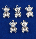 10 Pcs 10x17mm German Silver Teddy Bear Charms