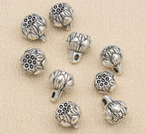 10 Pcs 9x7mm German Silver Lotus Flower Charms
