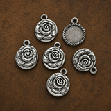 10 Pcs 13x15mm German Silver Rose Flower Charms