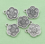 10 Pcs 14x17mm German Silver Flower Charms