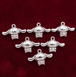 10 Pcs 13x20mm German Silver Puppy Charms