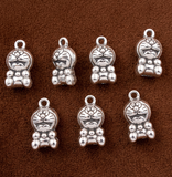 10 Pcs 15x8mm German Silver Doraemon Style Cat Charms