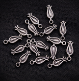 50 Pcs 14x5mm German Silver Flower Bud Charms