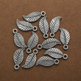 50 Pcs 17x7mm German Silver Leaf Charms