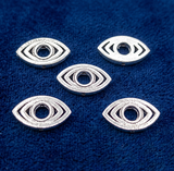 10 Pcs 21x12mm German Silver Side Hole Evil Eye Spacer Beads