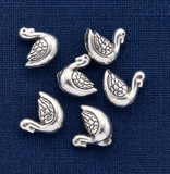 10 Pcs 11x12mm German Silver Swan Beads