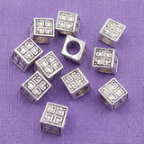 10 Pcs 8x8mm German Silver Square Pattern Beads