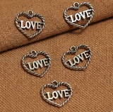 10 Pcs, 15mm German Silver Heart Pendant Charms