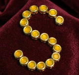15 Pcs, 10mm Meenakari Kundan Kadi Chain Golden - 1 String