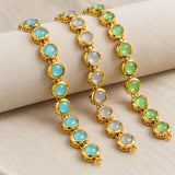 15 Pcs, 10mm Meenakari Kundan Kadi Chain Golden - 1 String