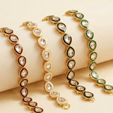 25 Pcs 11X14mm Drop Meenakari Kundan Kadi Chain