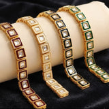 25 Pcs 11X11mm Meenakari Kundan Kadi Chain
