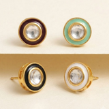 10 Pcs, 11mm Meenakari Kundan Earring Studs - Round