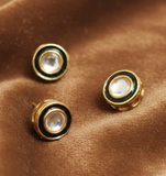 10 Pcs, 11mm Meenakari Kundan Earring Studs - Round