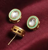 10 Pcs, 13x10mm Meenakari Kundan Earring Studs