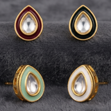 10 Pcs, 11x14mm Meenakari kundan Earring Studs