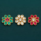 5 Pcs 20mm Golden Kundan 2 Hole Spacer Connectors