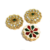 4 Pcs, 30mm Kundan Spacer Connectors Golden