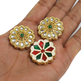 4 Pcs, 30mm Kundan Spacer Connectors Golden