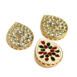 4 Pcs, 39x31mm Kundan  Spacer Connectors Golden