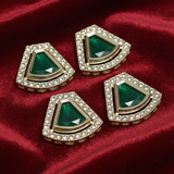 4 Pcs, 22x24mm AD Stone Kundan Spacer Connectors Golden