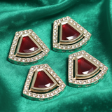 4 Pcs, 22x24mm AD Stone Kundan Spacer Connectors Golden