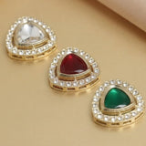 4 Pcs Golden 27x27mm Kundan AD Stone Spacer Connectors