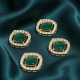 4 Pcs 19x21mm AD Stone Kundan Spacer Connectors Golden