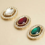 4 Pcs, 25x20mm Golden Kundan AD Stone Spacer Connectors