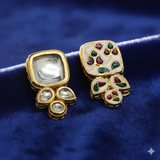 2 Pcs 40X22mm Kundan Meenakari Spacer Connectors