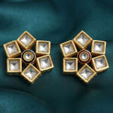 2 Pcs 40mm Golden Kundan Meenakari Spacer Connectors (Red and Green)