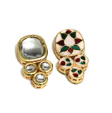 2 Pcs 35x18mm Kundan Meenakari Spacer Connectors