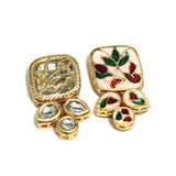 2 Pcs 40x20mm Kundan Meenakari Spacer Connectors