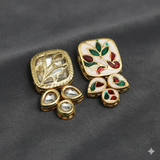 2 Pcs 40x20mm Kundan Meenakari Spacer Connectors