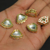 10 Pcs, 18x13mm, Kundan Connectors Golden