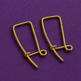 4 Pcs, 40x15mm Brass Earring Hooks