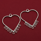 4 Pcs, Brass Earrings Components Heart 1.50 Inch
