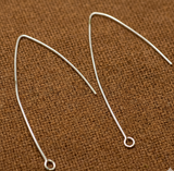 10 Pcs, Brass Earring Hooks Silver