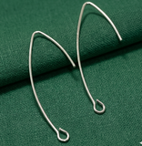 10 Pcs, Brass Earring Hooks Silver