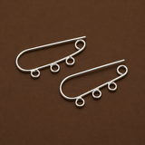 4 Pcs, Brass Earring Hooks Silver 1.25 Inches
