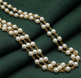 4mm Acrylic Pearl Beaded Aati Chain in Long Lasting Brass Wire