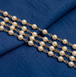 6mm Acrylic Pearl Beaded Aati Chain in Long Lasting Brass Wire