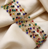 2 Meters, 3mm Hydro Crystal Beaded Aati chain In Long Lasting Brass Wire