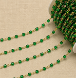 1 Mtr and 5 Mtrs Glass Beaded Chain Green