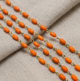 1 Mtr Designer Beaded Chain Orange 7x4mm