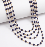 1 Mtr, 4mm Blue Designer Beaded Chain