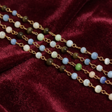 1 Mtr, 4mm Round Glass Cats Eye Beaded Chain